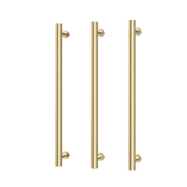Phoenix Heated Triple Towel Rail Round 800mm - Brushed Gold