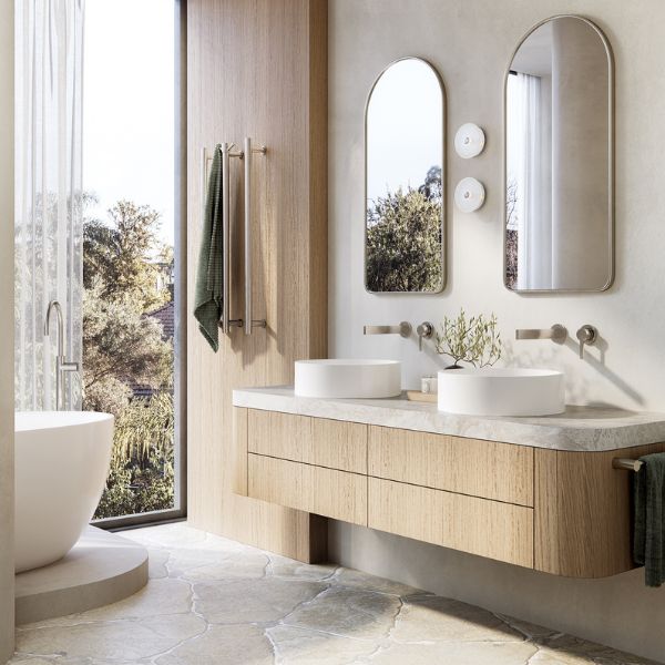 Phoenix Heated Triple Towel Rail Round 800mm - Brushed Nickel