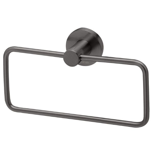 Phoenix Radii Hand Towel Holder Round Plate - Brushed Carbon