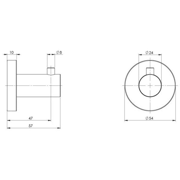 Phoenix Radii Robe Hook Round Plate Brushed Carbon RA897-31 Technical Drawing