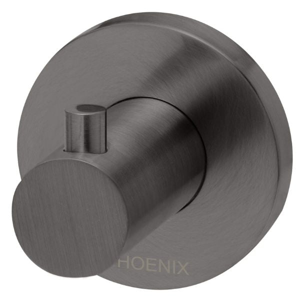 Phoenix Radii Robe Hook Round Plate Brushed Carbon