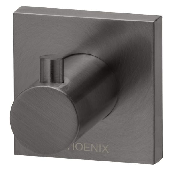Phoenix Radii Robe Hook Square Plate - Brushed Carbon - RS897-31