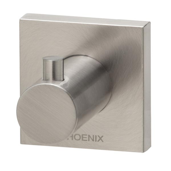Phoenix Radii Robe Hook Square Plate - Brushed Nickel - The Blue Space