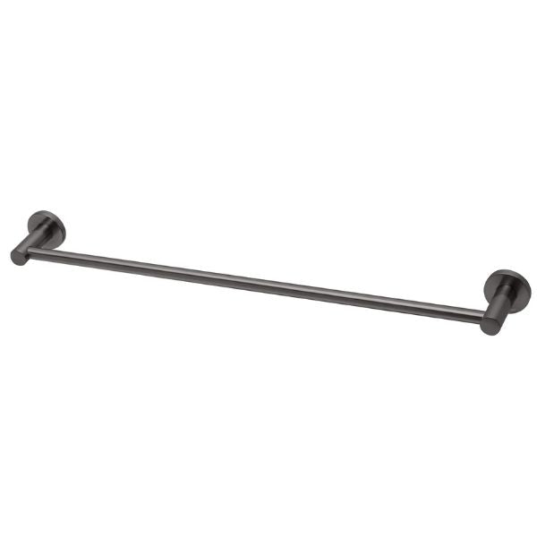Phoenix Radii Round Plate Single Towel Rail 600mm - Brushed Carbon - RA804-31