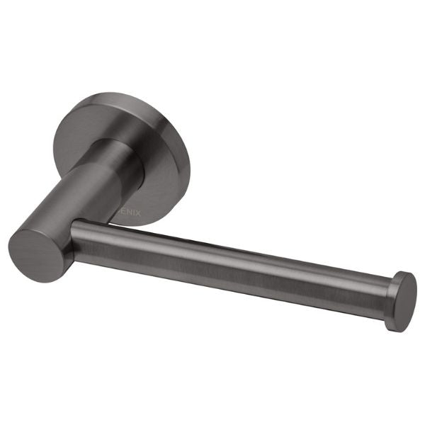 Phoenix Radii Toilet Roll Holder Round Plate Brushed Carbon