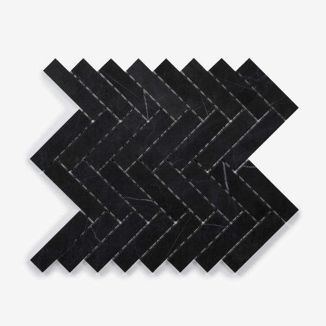 Pietra Grey Gabriele Herringbone Honed Marble Mosaic Tile 305x281x8mm - The Blue Space