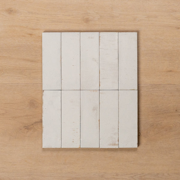 Sicily Bianco White Gloss Cushioned Edge Porcelain Mosaic Tile 50x150 - The Blue Space