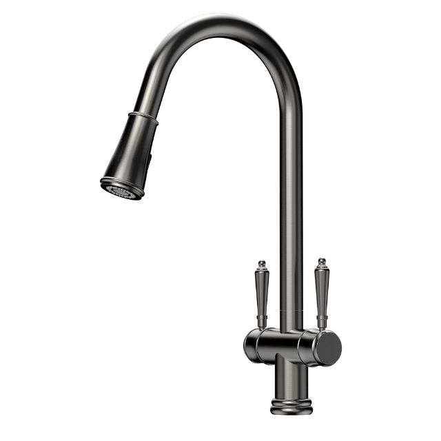 Suprema Xpress Fit Xquisite Dual Handle Retracable Sink Mixer - Gun Metal XFIT1030RKM_GM - The Blue Space