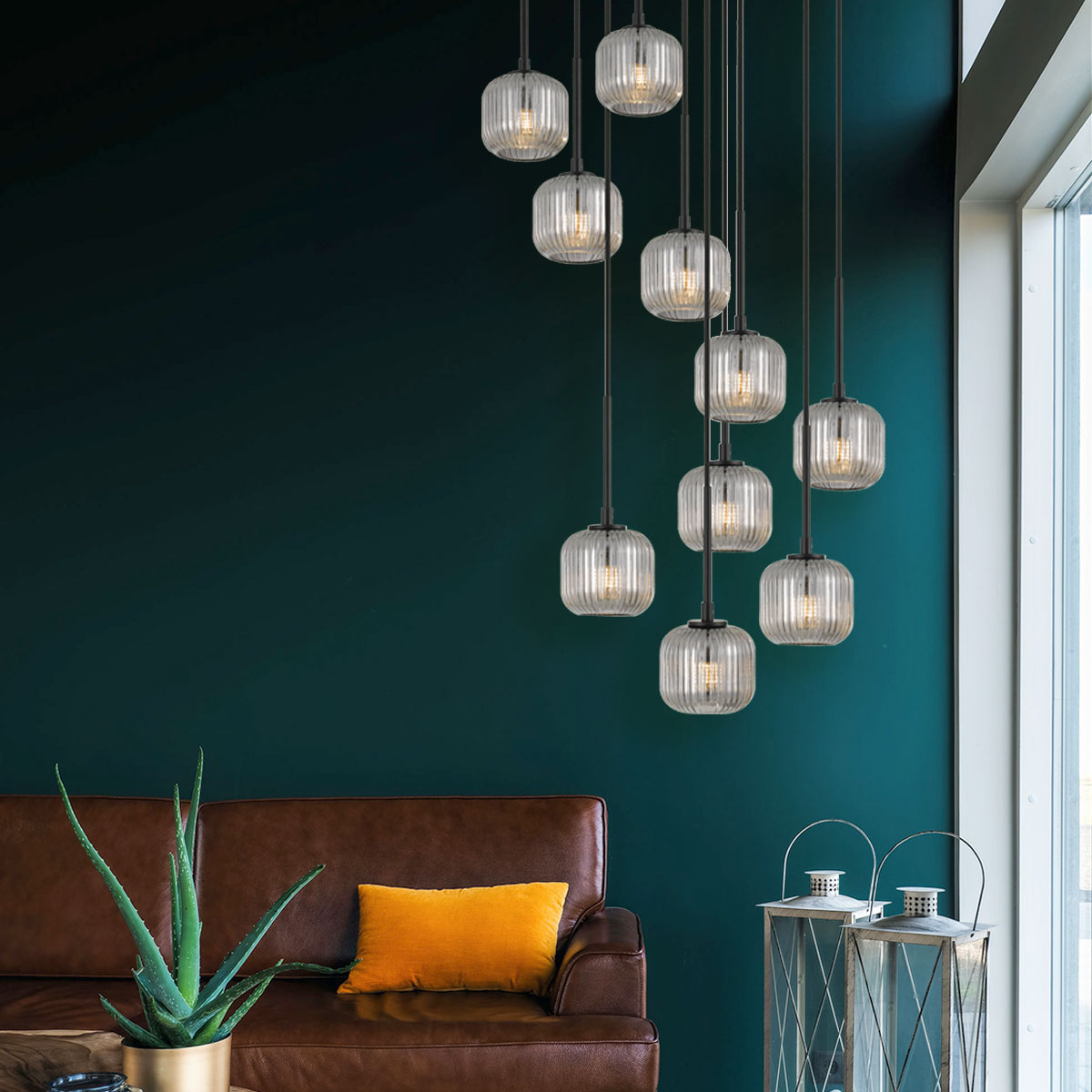 Telbix Bobo G9 10 Light Pendant Black | The Blue Space