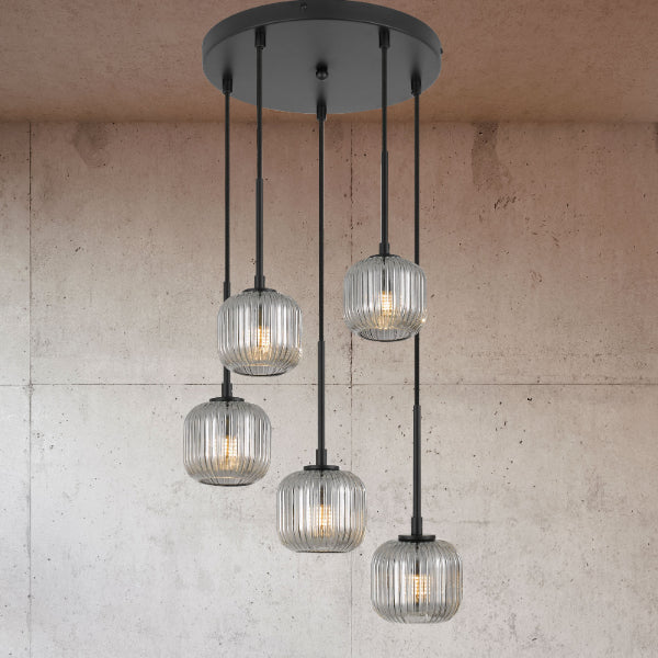 Telbix Bobo G9 5 Light Pendant Black | The Blue Space