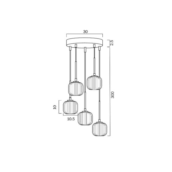 Telbix Bobo G9 5 Light Pendant Black | The Blue Space