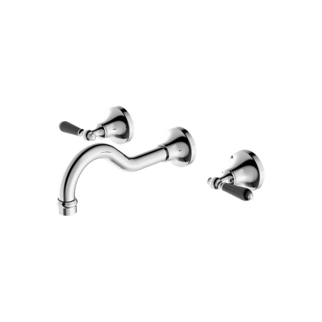 Nero York Wall Basin Set With Black Porcelain Lever Chrome NR692107a03CH - The Blue Space