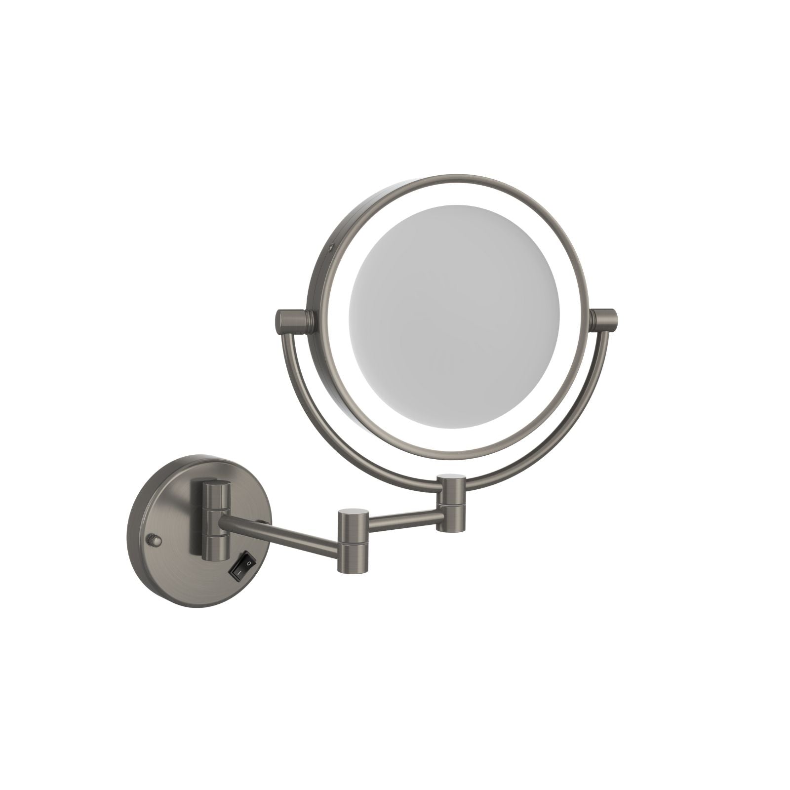 Thermogroup Ablaze 1 & 5x Magnification Wall Mounted Shaving Mirror - Brushed Nickel, 200mm diametre with Concealed Wiring L155CSMCBN - The Blue Space