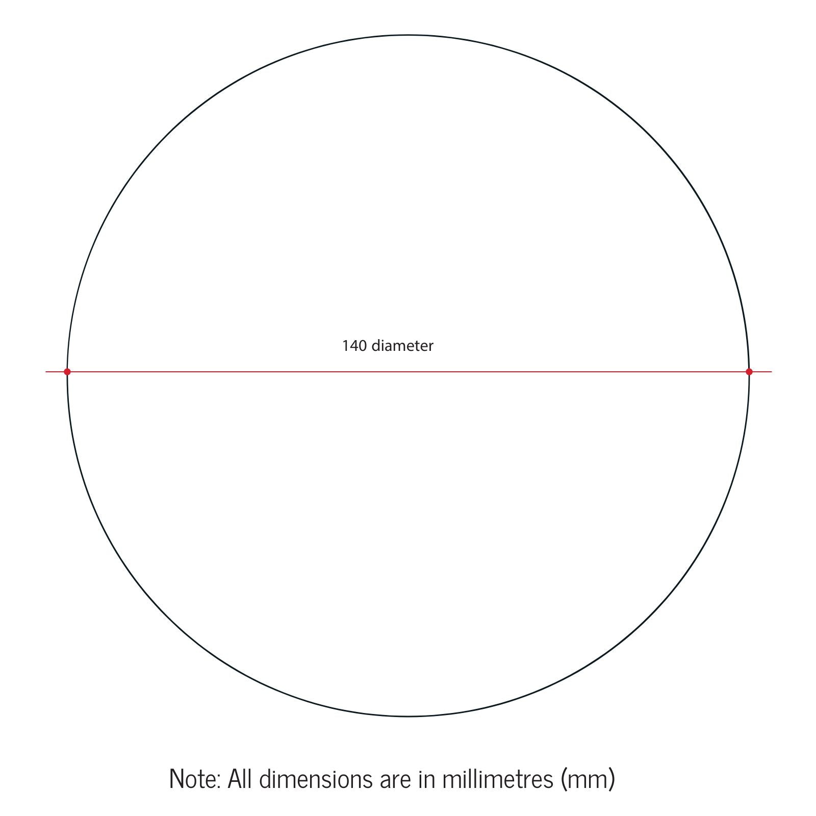 Technical Drawing Thermogroup Ablaze 3x 140mm Round Magnifying Mirror with Clip RM1403C - The Blue Space