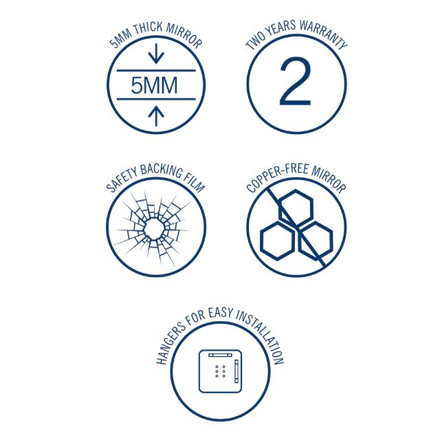 Features Thermogroup Rectangle 25mm Bevel Edge Mirror MS7575HN - The Blue Space