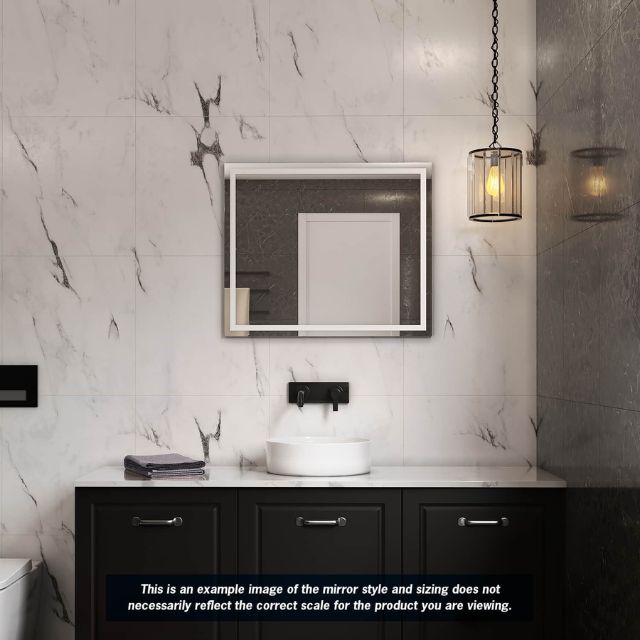 Lifestyle Thermogroup Rectangle Mirror with Sandblasted Border 600x750mm SS6075HN - The Blue Space