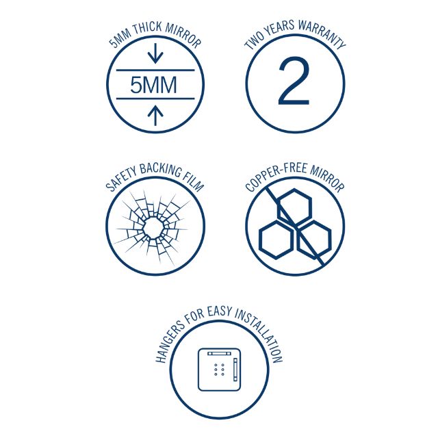 Features Thermogroup Round 18mm Bevel Edge Mirror 600mm KR6060HN - The Blue Space