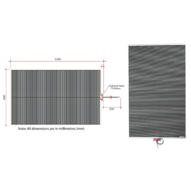 Technical Drawing Thermogroup Thermomirror Demister Pad 600x1000mm TM6010 - The Blue Space