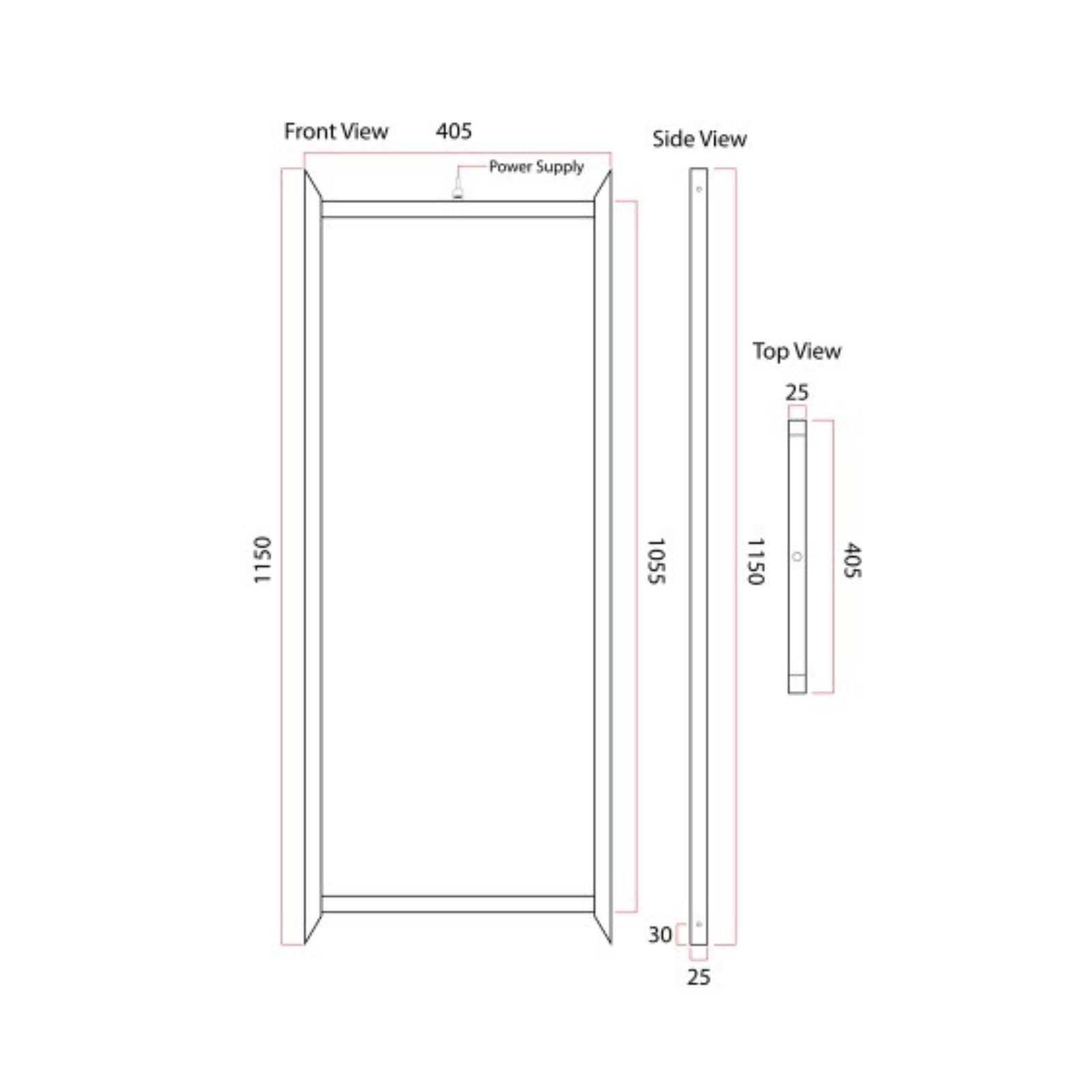 Technical Drawing Thermogroup Thermorad In-Wall Heating System TR4011 - The Blue Space