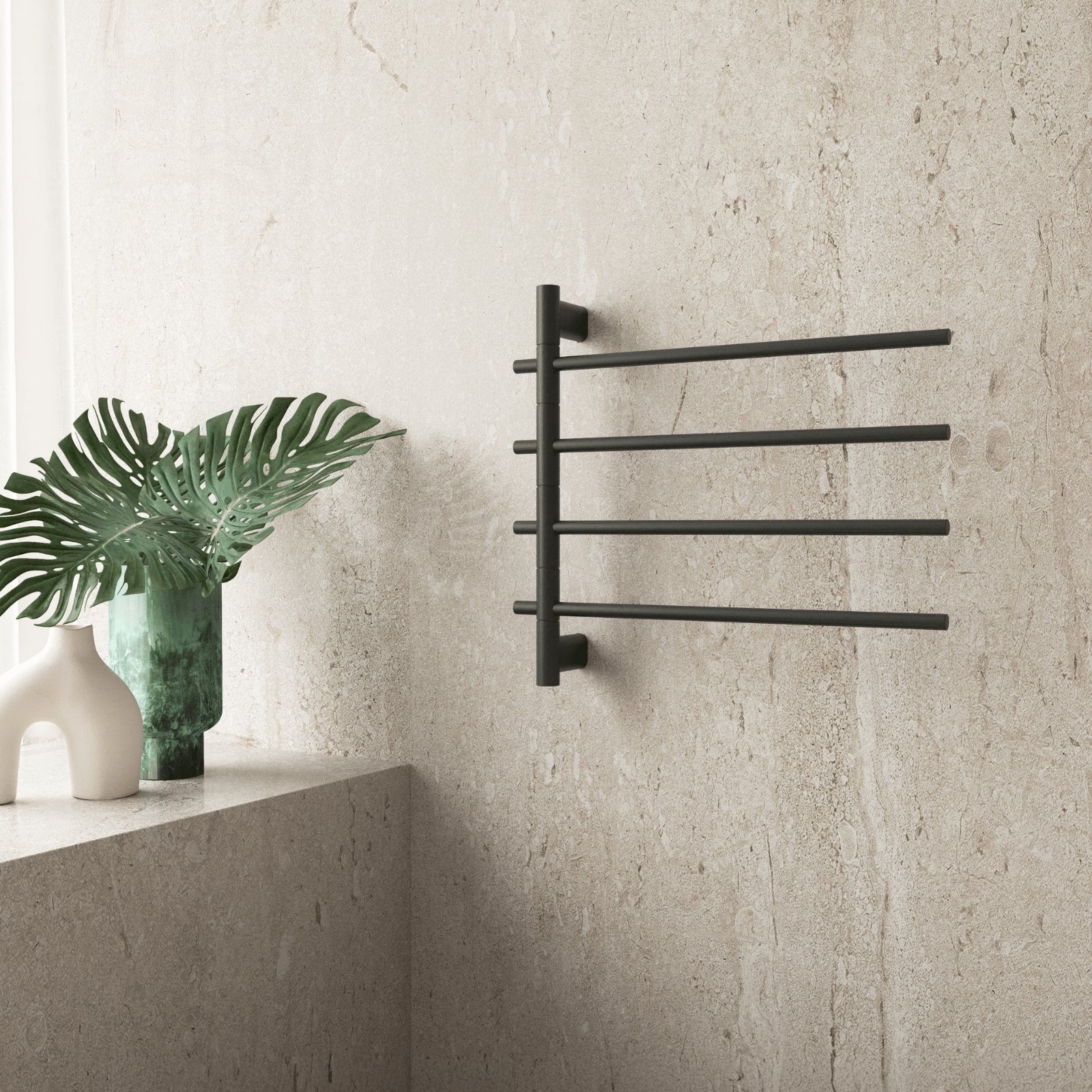 Lifestyle Thermogroup Thermorail Swivel Straight/Round 595x540x104mm 45Watts 4Bars - Matt Black SV41B - The Blue Space
