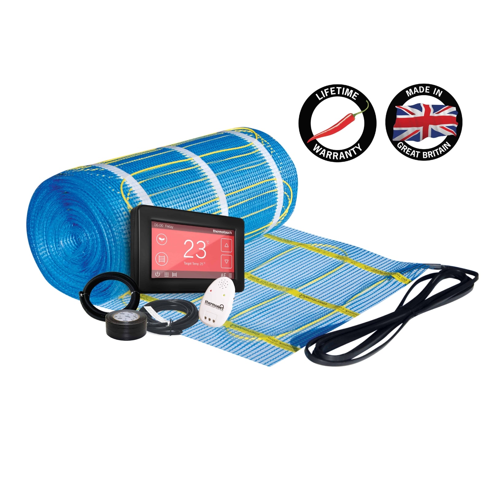 Black Thermogroup Underfloor Heating 200W/m² Dual Controller Kit - The Blue Space