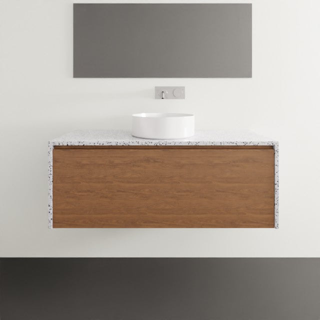 Timberline Ainsworth Wall Hung Vanity with SilkSurface Waterfall Top and Above Counter Basin - 1200mm Single Basin AIN-V-1200-C-SSA-W | The Blue Space