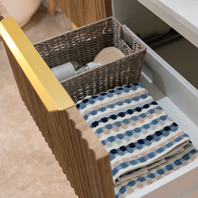 Timberline Santos Apollo Fluted Wall Hung Vanity with SilkSurface Top and Above Counter Basin