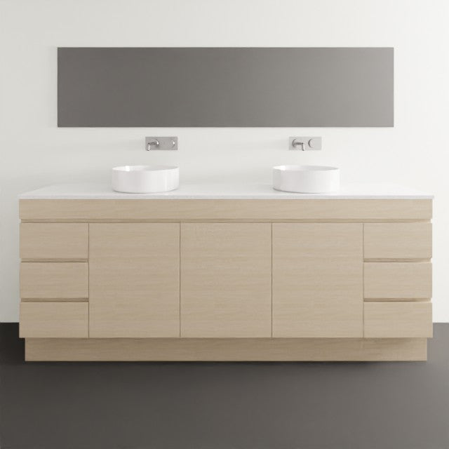 Timberline Bargo Floor Standing Vanity with Silksurface Top & Basin 2100mm Double Bowl BAR-V-2100-D-SSA-F | The Blue Space