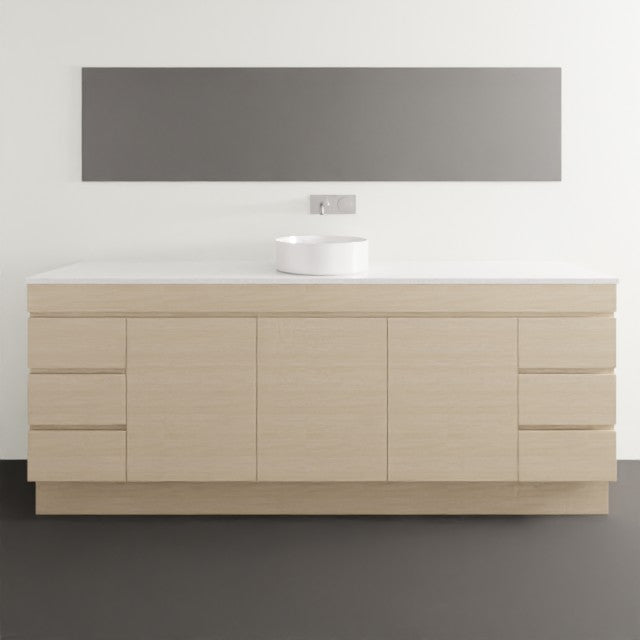 Timberline Bargo Floor Standing Vanity with Silksurface Top & Basin 2100mm Single Bowl BAR-V-2100-C-SSA-F | The Blue Space