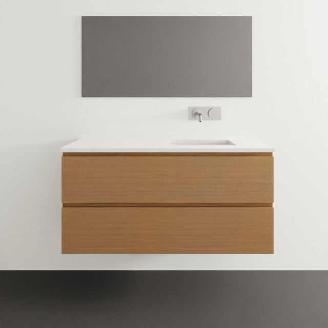 Timberline Billie Wall Hung Ensuite Vanity with SilkSurface Top and Under Counter Basin - 1050mm Right Bowl BIL-V-1050-R-SSU-W | The Blue Space