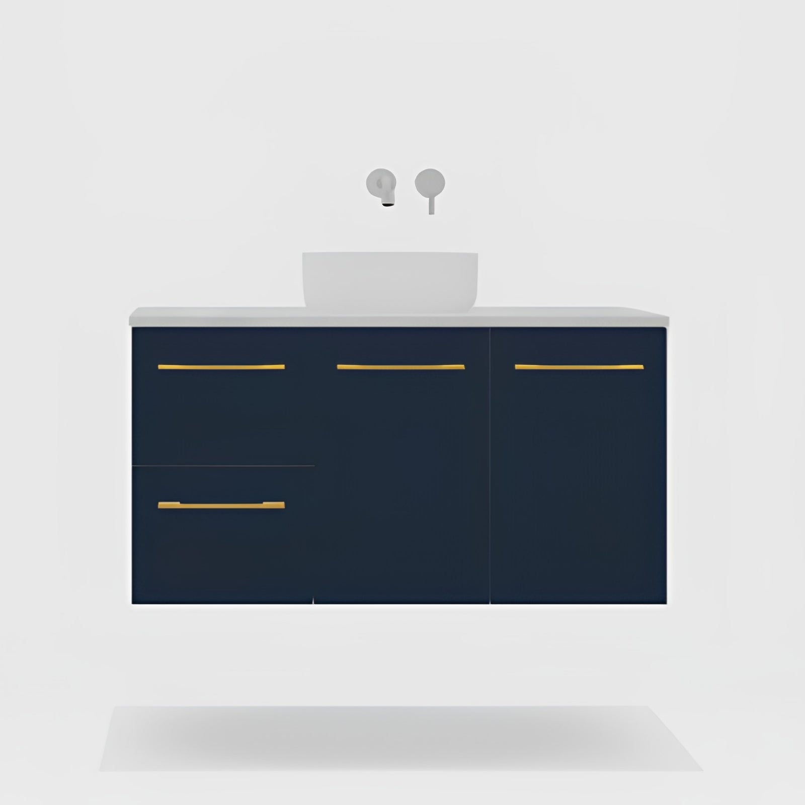 Variant Timberline Carlo Wall Hung Vanity with SilkSurface Top and Above Counter Basin CAR-V-1050-C-SSA-W - The Blue Space