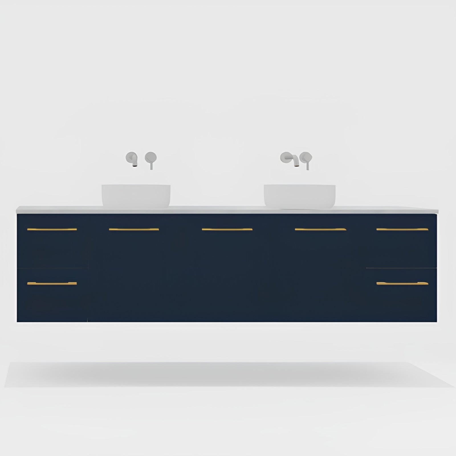 Variant Timberline Carlo Wall Hung Vanity with SilkSurface Top and Above Counter Basin CAR-V-2100-D-SSA-W - The Blue Space