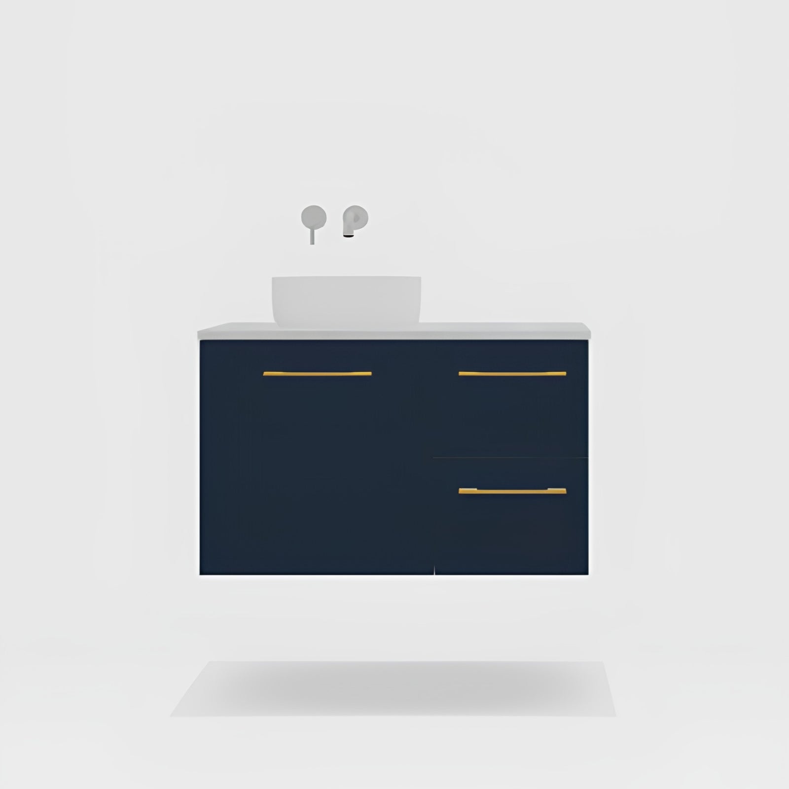 Variant Timberline Carlo Wall Hung Vanity with SilkSurface Top and Above Counter Basin CAR-V-900-L-SSA-W - The Blue Space
