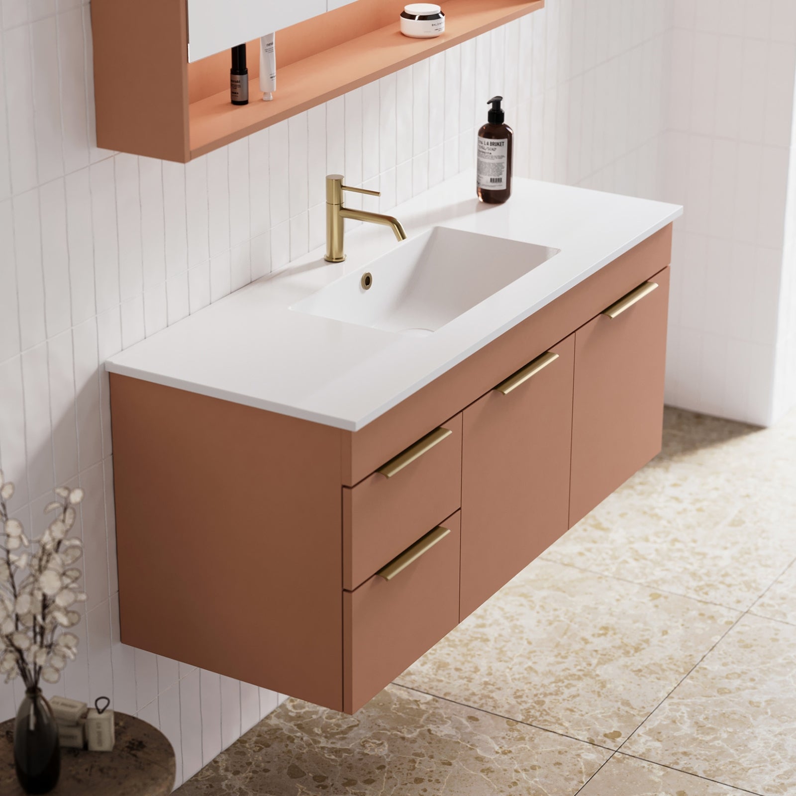 Timberline Indiana Wall Hung Vanity with Alpha Ceramic Top IND-V-1200-C-APH-W - The Blue Space