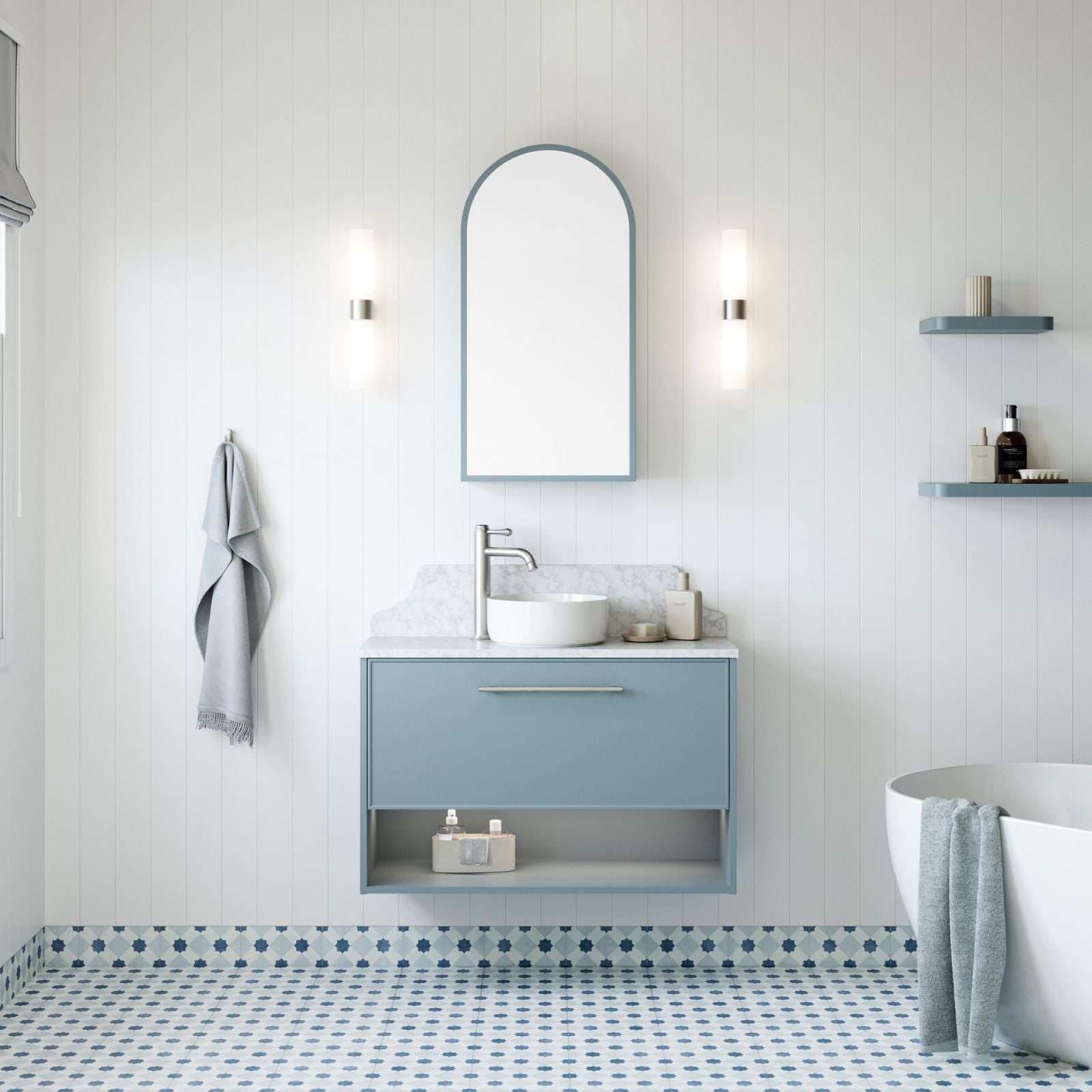 Timberline Karlie Wall Hung Vanity with SilkSurface Top & Basin KAR-V-900-C-SSA-W - The Blue Space