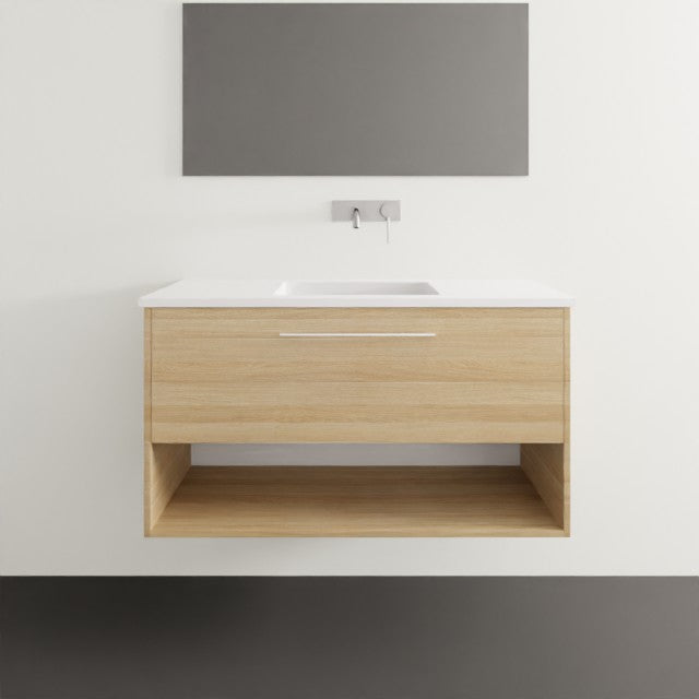Timberline Karlie Wall Hung Vanity with Urban Ceramic Top - 1000mm Single Basin KAR-V-1000-C-URB-W | The Blue Space