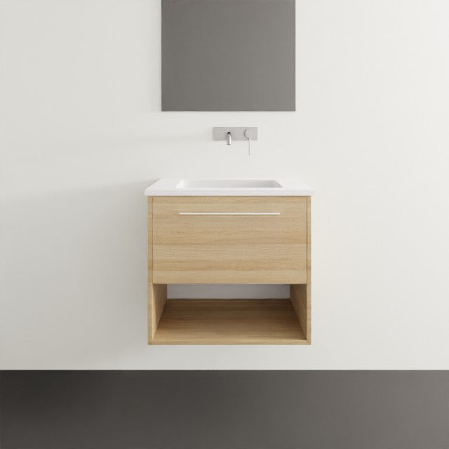 Timberline Karlie Wall Hung Vanity with Urban Ceramic Top - 600mm Single Basin KAR-V-600-C-URB-W | The Blue Space