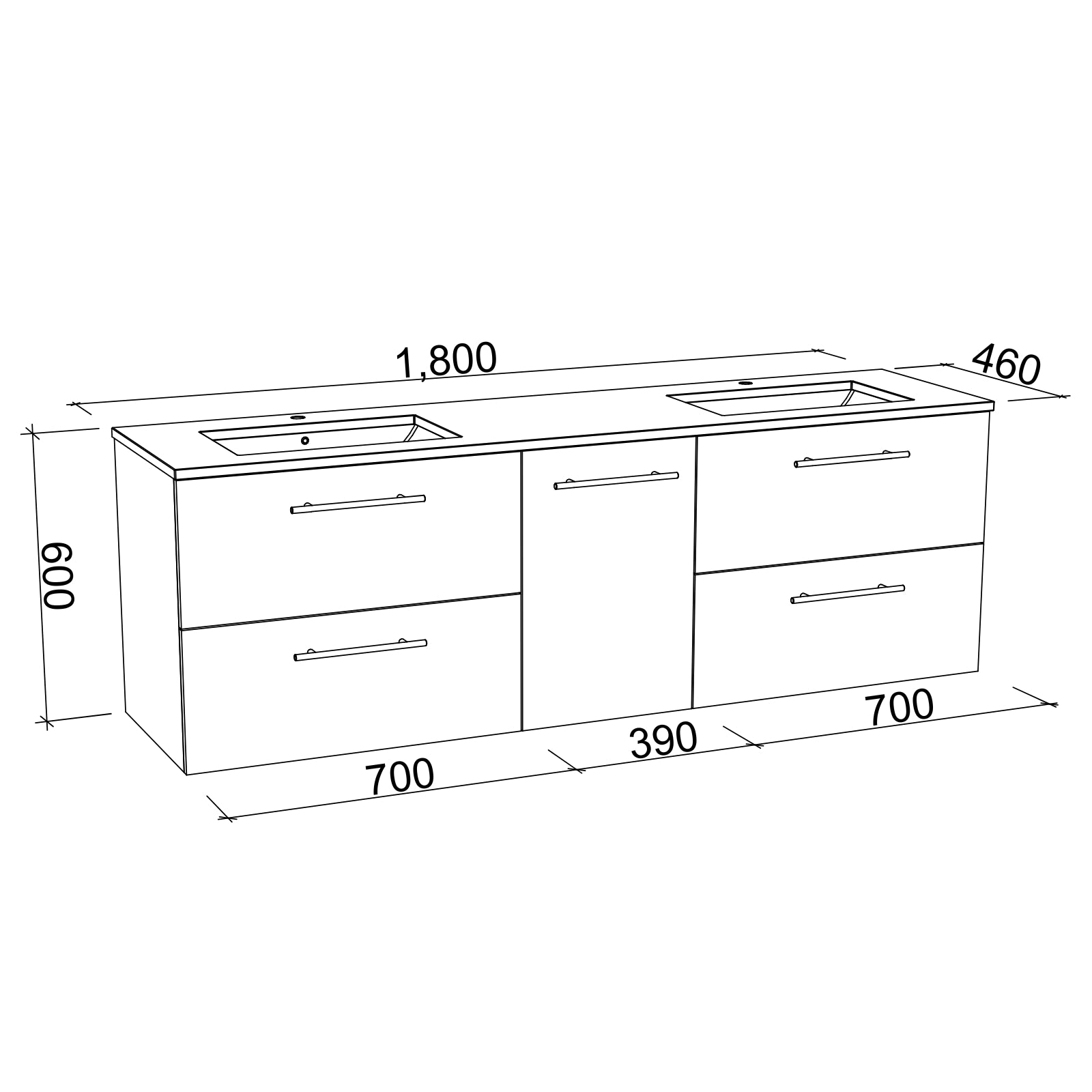 Timberline Marshall Wall Hung Vanity with SilkSurface Top and Under Counter Basin MAR-V-1800-D-SSU-W - The Blue Space