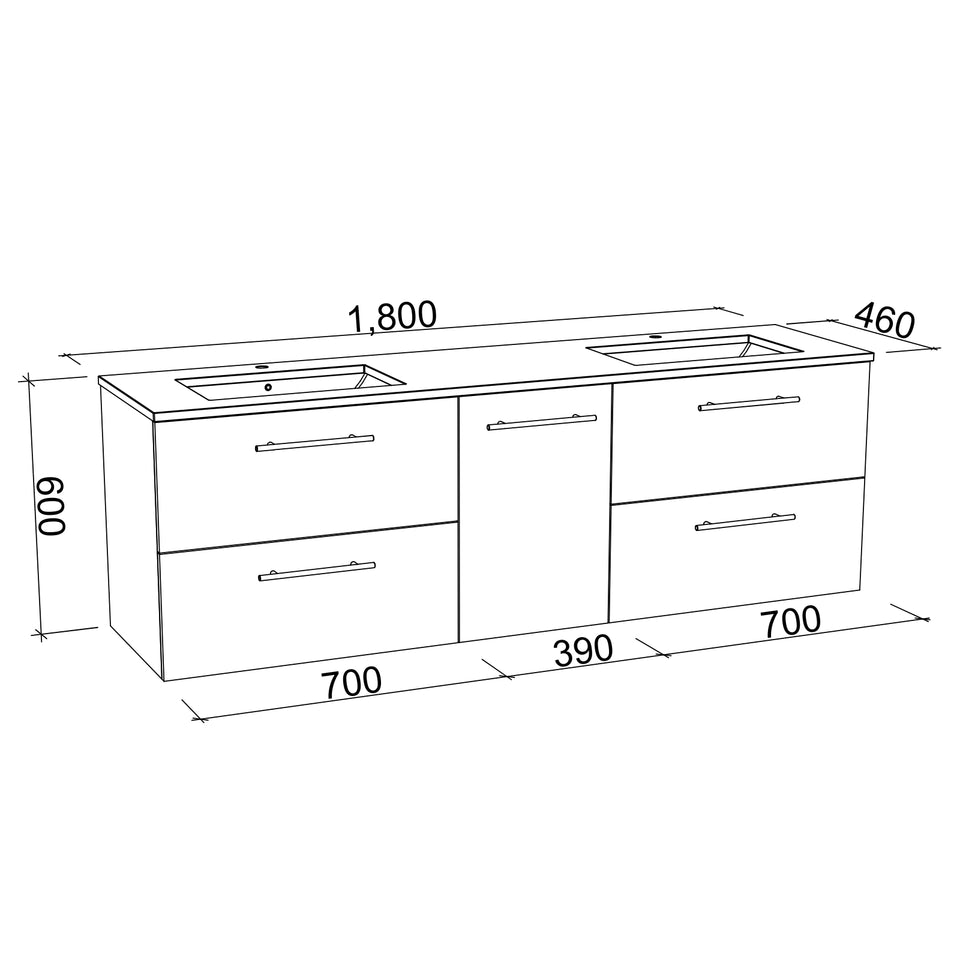 Timberline Marshall Wall Hung Vanity with SilkSurface Top and Under Counter Basin