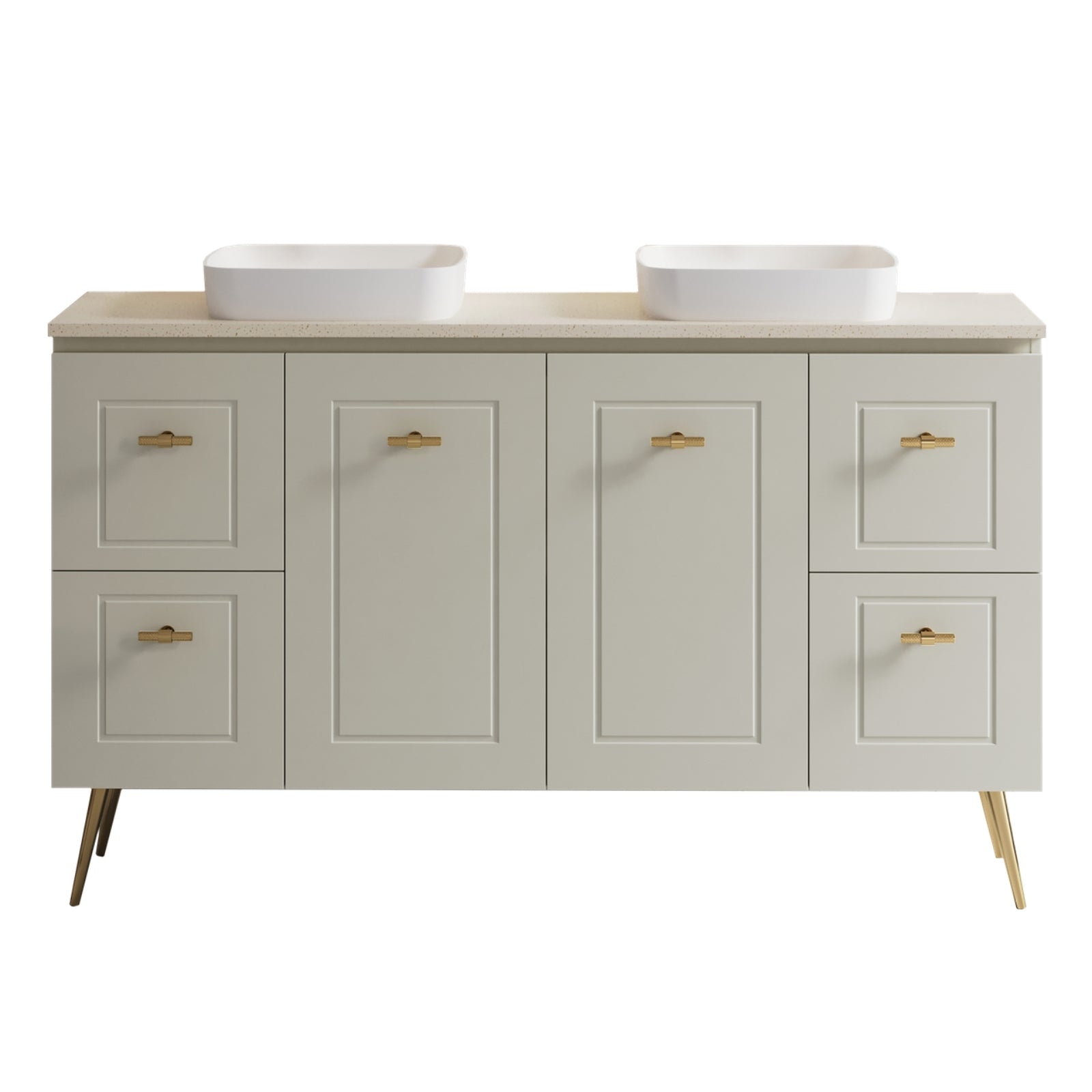 Green Timberline Nevada Classic On Legs Vanity with SilkSurface Top and Above Counter Basin NVC-V-1500-D-SSA-L - The Blue Space