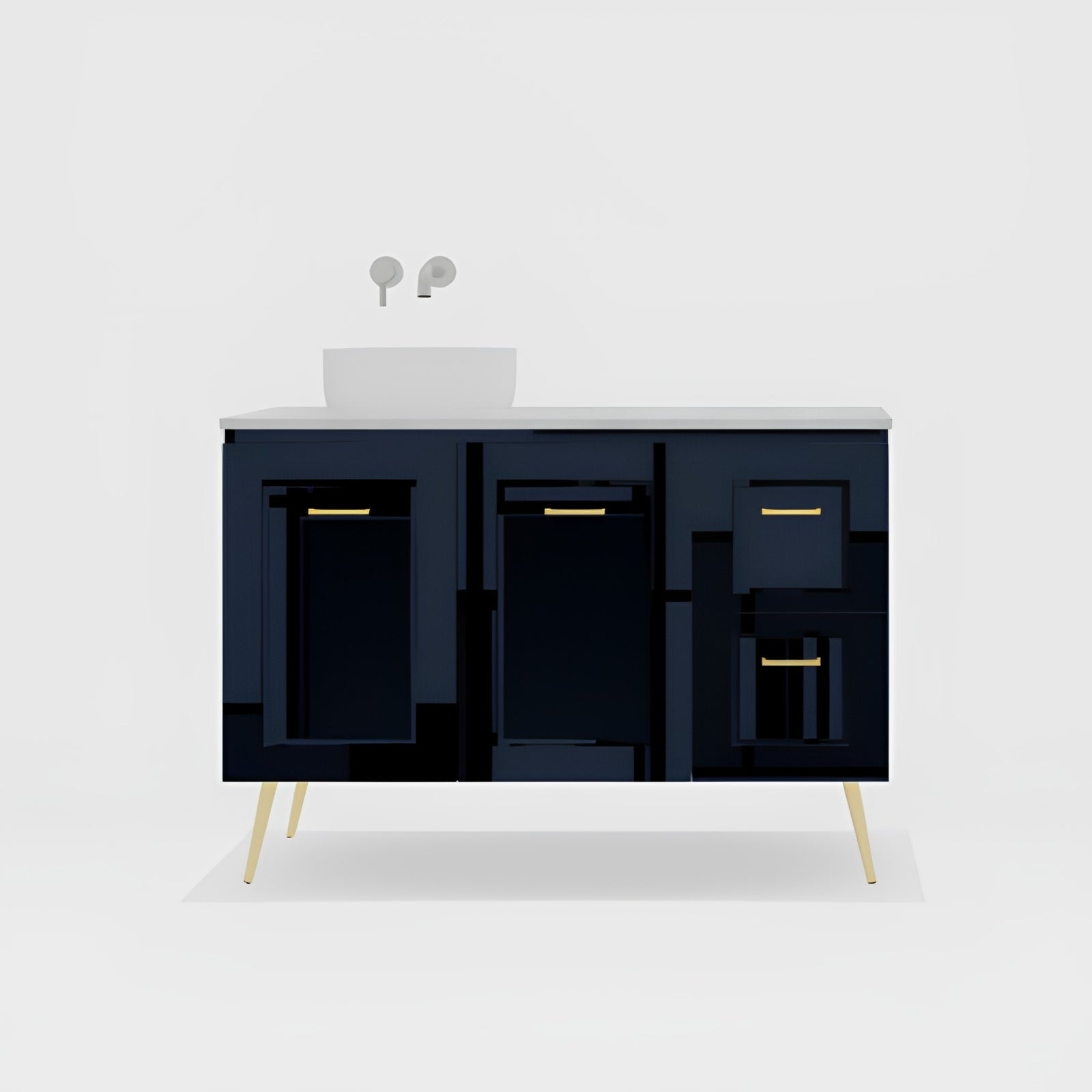 Variant Timberline Nevada Classic On Legs Vanity with SilkSurface Top and Above Counter Basin NVC-V-1200-L-SSA-L - The Blue Space