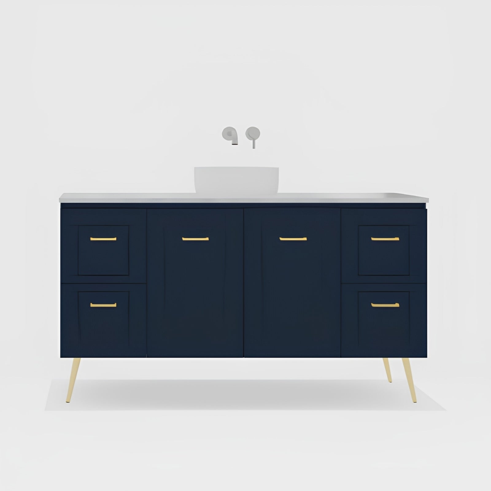 Variant Timberline Nevada Classic On Legs Vanity with SilkSurface Top and Above Counter Basin NVC-V-1500-C-SSA-L - The Blue Space