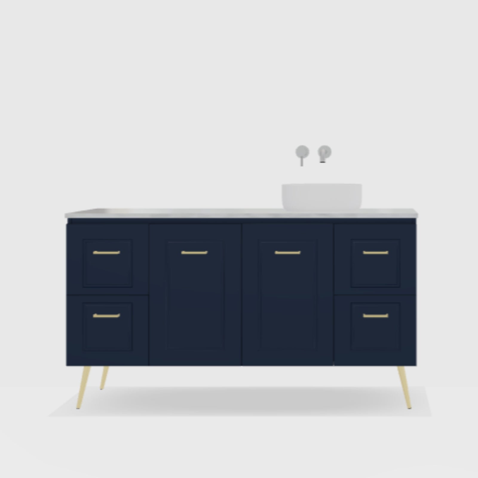 Variant Timberline Nevada Classic On Legs Vanity with SilkSurface Top and Above Counter Basin NVC-V-1500-R-SSA-L - The Blue Space