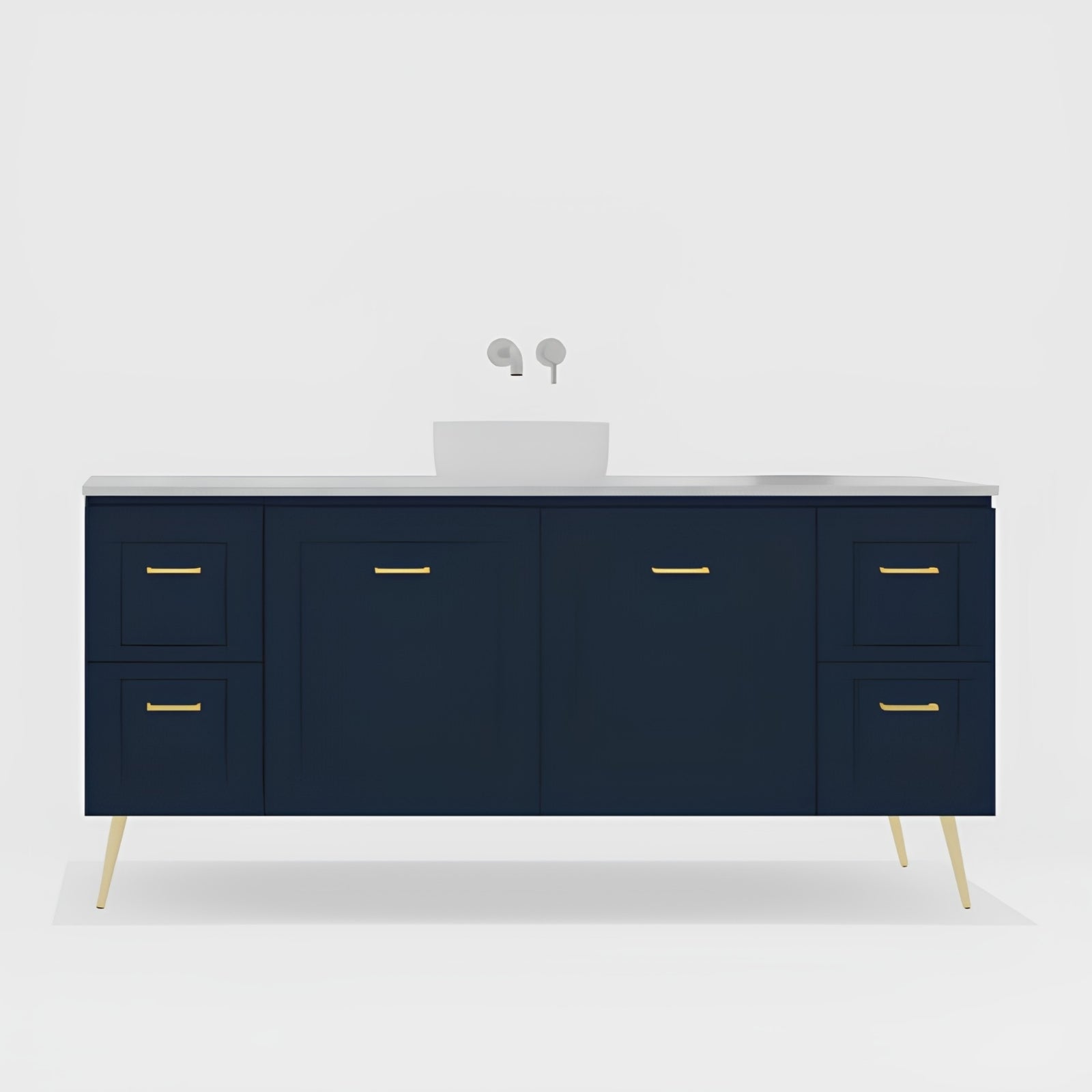Variant Timberline Nevada Classic On Legs Vanity with SilkSurface Top and Above Counter Basin NVC-V-1800-C-SSA-L - The Blue Space