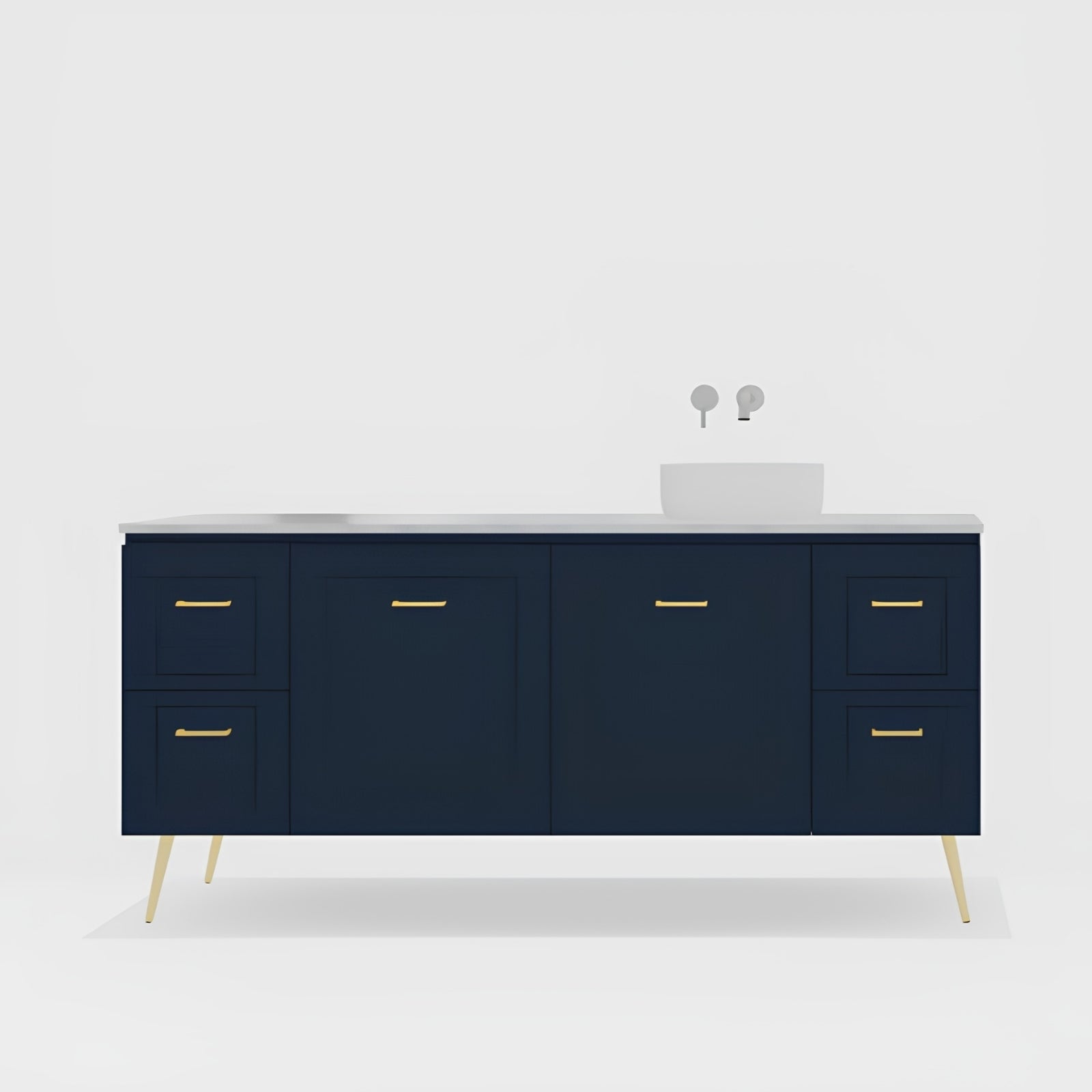 Variant Timberline Nevada Classic On Legs Vanity with SilkSurface Top and Above Counter Basin NVC-V-1800-R-SSA-L - The Blue Space