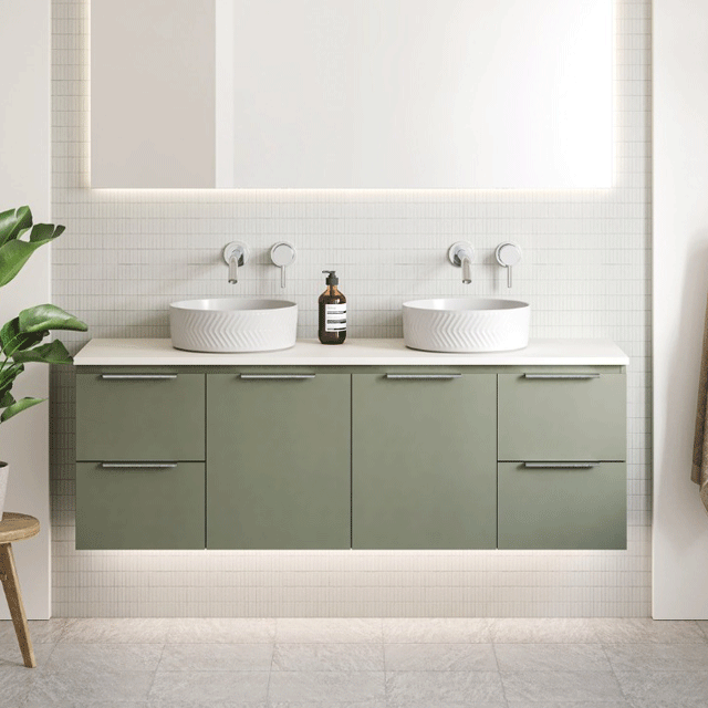 Timberline Nevada Wall Hung Vanity with SilkSurface Top & Above Counter Basin