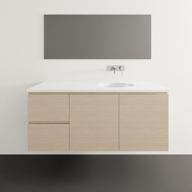 Timberline Nevada Wall Hung Vanity with SilkSurface Top & Under Counter Basin - 1200mm Right Basin NEV-V-1200-R-SSU-W | The Blue Space