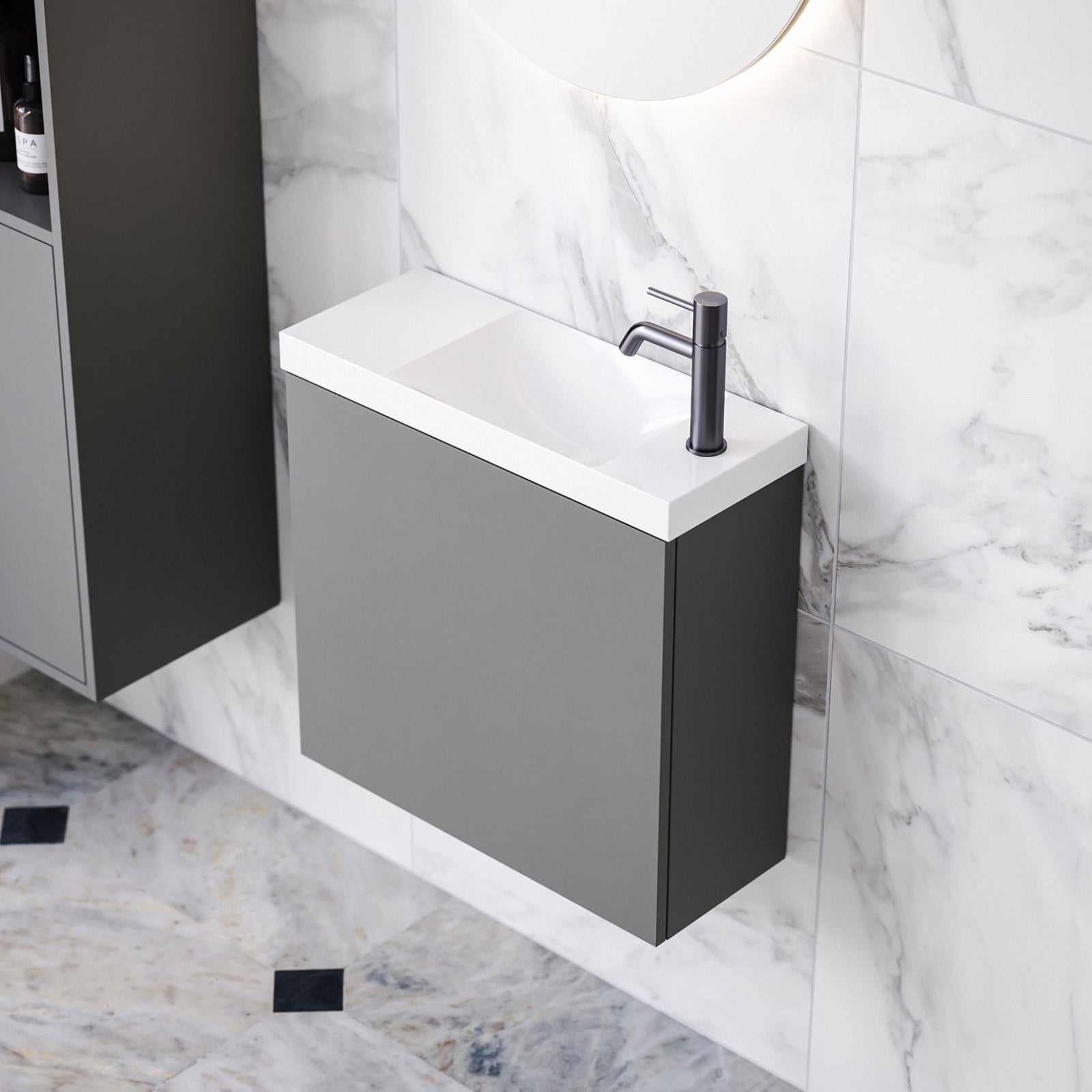 Timberline Ollie Wall Hung Vanity OLL-V-550-L-NAN-W - The Blue Space