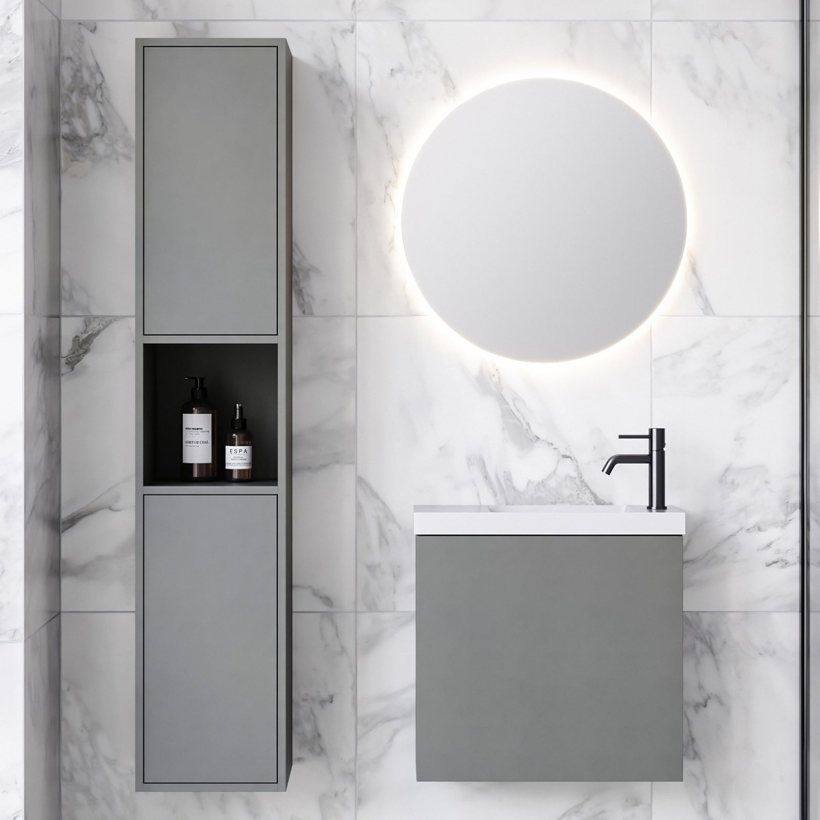 Timberline Ollie Wall Hung Vanity OLL-V-550-L-NAN-W - The Blue Space