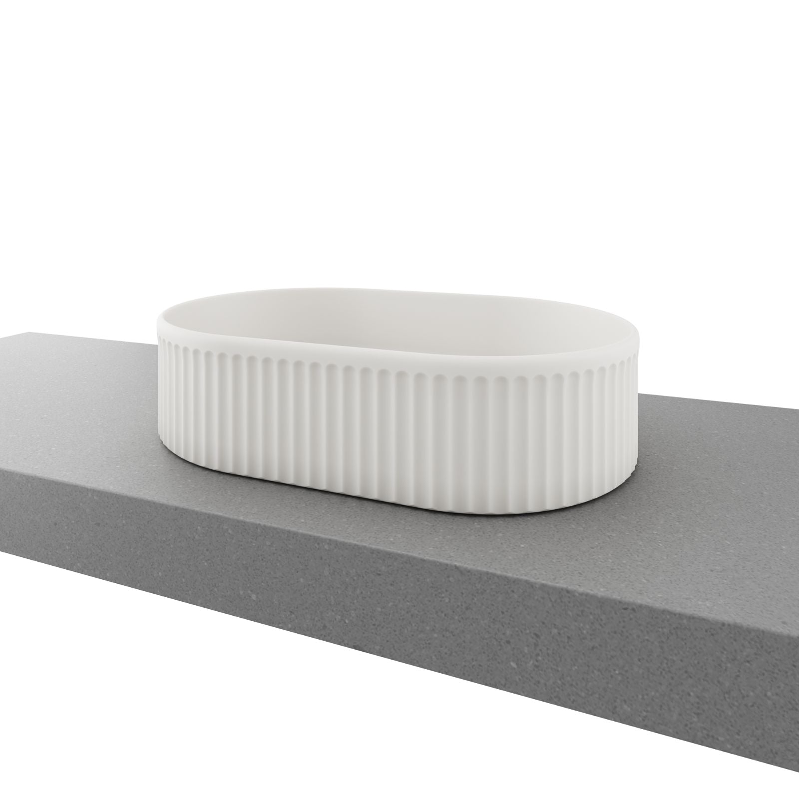 Timberline Oval Flute 490 x 310 Matte White Ceramic OVF-BS-490-WM-U | The Blue Space